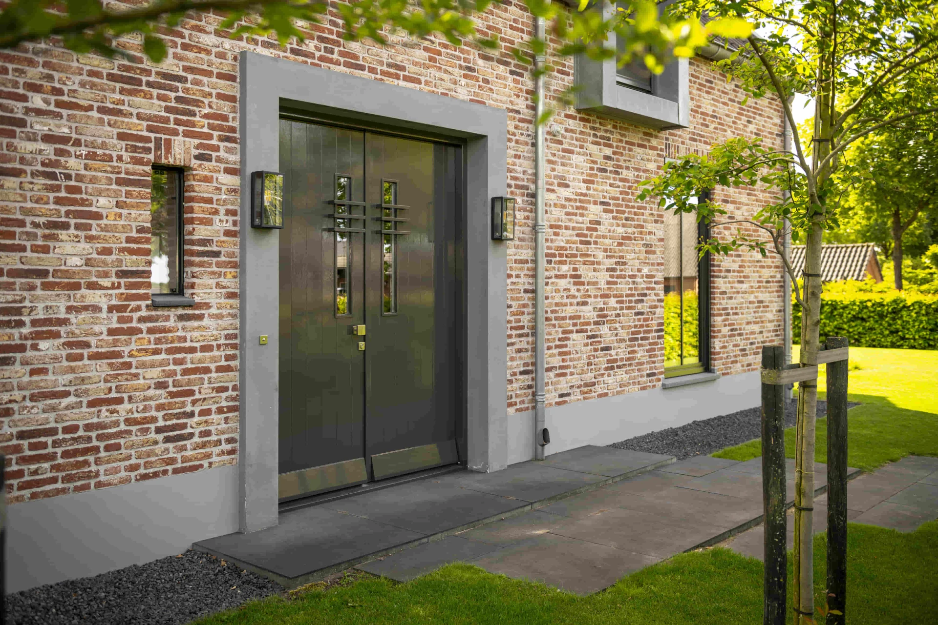Dubbele houten voordeur met glas en cannelures  in Elspeet Deuren